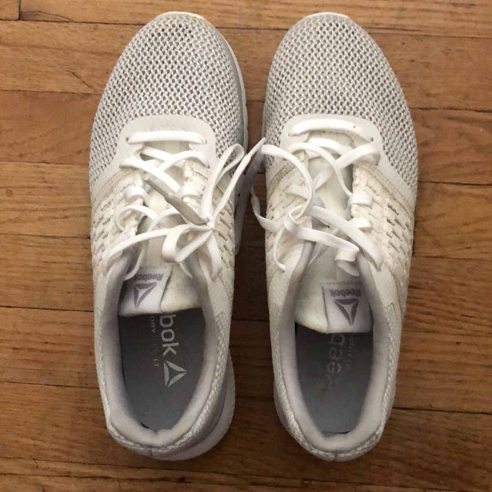 White Reebok work our shoes